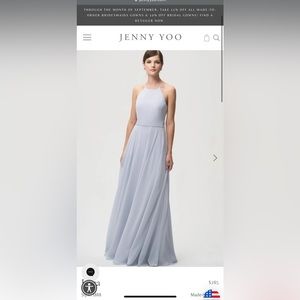 Size 12 Jenny Yoo bridesmaid dress Luca style in whispering blue w/ extra length